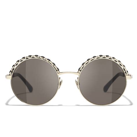 chanel metal frame sunglasses|CHANEL 4265Q Round Metal & Calfskin Sunglasses .